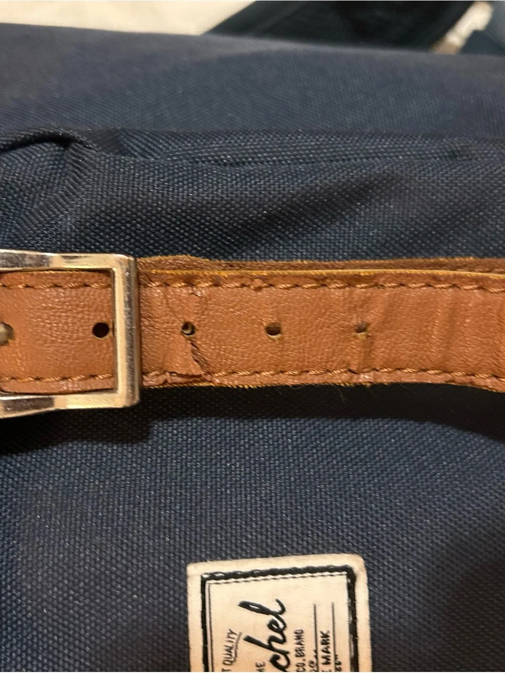Herschel Supply Company Navy Backpack with Brown Leather Straps